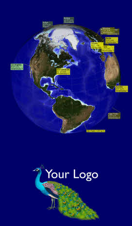 Branded Globe Clock on a portrait screen with no clock