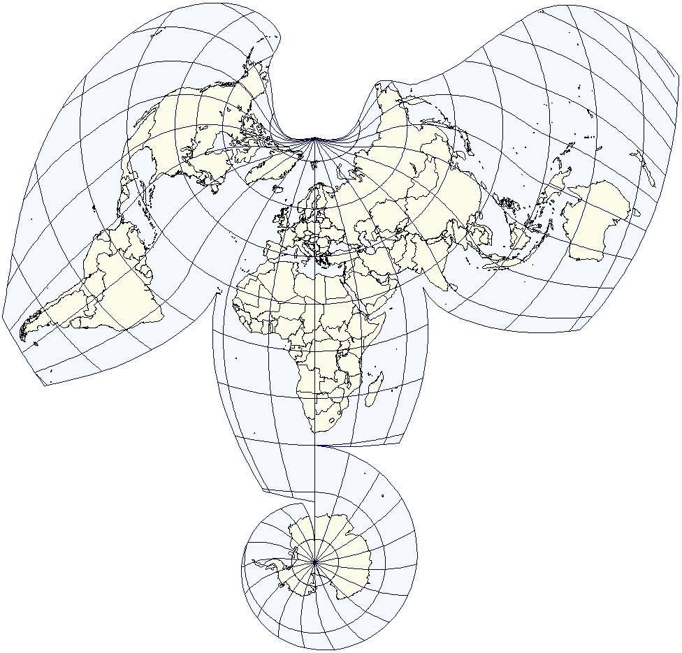 Dudley equal area projection world map