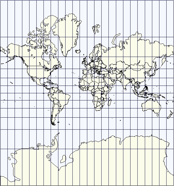 Mercator projection world map