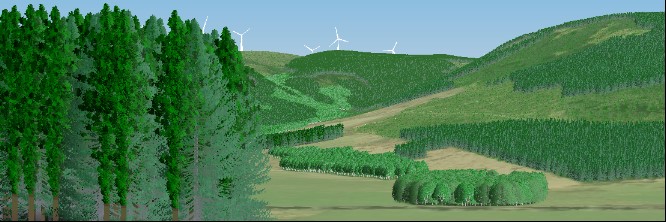 Prospect panorama view in natural colours with an aerial photo drape